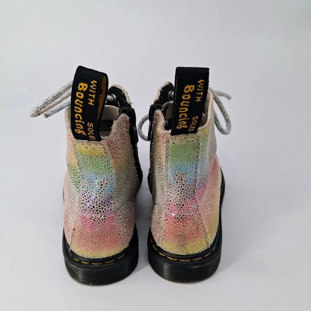 Dr Martens 1460 Pascal J Youth 11 Iridescent Glitter Rainbow Boots